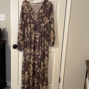 Gorgeous floral plum maxi dress